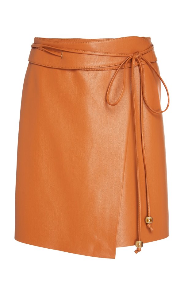 Sekoya Vegan Leather Mini Wrap Skirt