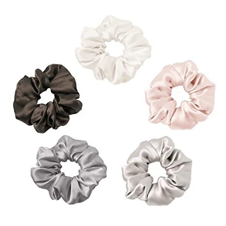 5 Pack Silk Scrunchies Charmeuse Colorful-Silky Scrunchy -Scrunchies For Hair -for Girls- for Women Soft Hair Care Set-RANDOM COLOR