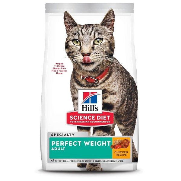 “Hill's Science Diet Dry Cat Food - Adult Perfect Weight for Weight Management - Chicken Recipe, 70% Weight Loss in 10 wks - 7 lb. Bag"