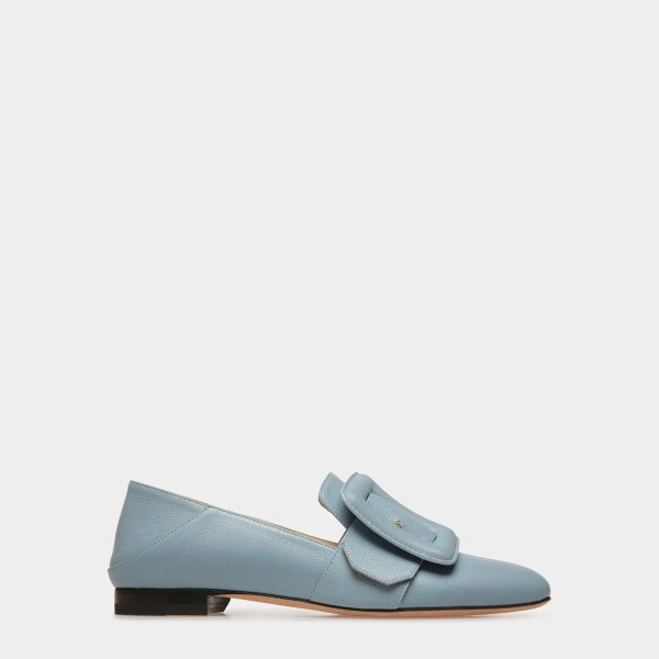 Janelle Leather Loafers In Light Blue