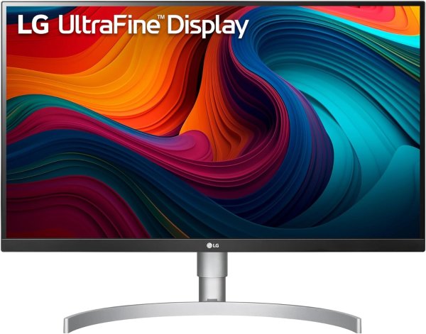 LG UltraFine UHD 27 英寸 4K UHD 2160p 电脑显示器 27UN850-W，IPS，带 VESA DisplayHDR 400、AMD FreeSync 和 USB-C，白色，银色