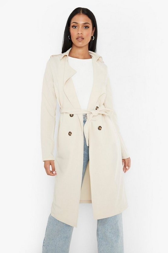 Tall Utility Button Detail Trench Coat | boohoo