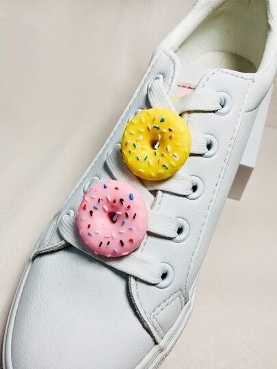 2pcs Donut Design Shoe Decoration