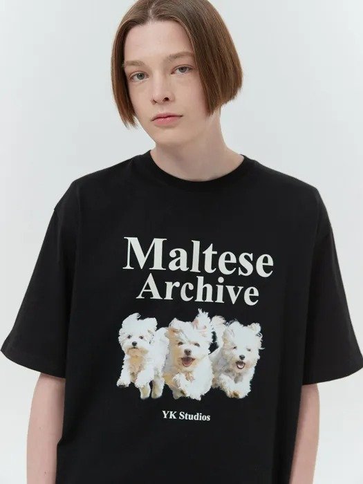 Overfit Maltese Archive-Print T-Shirt Black