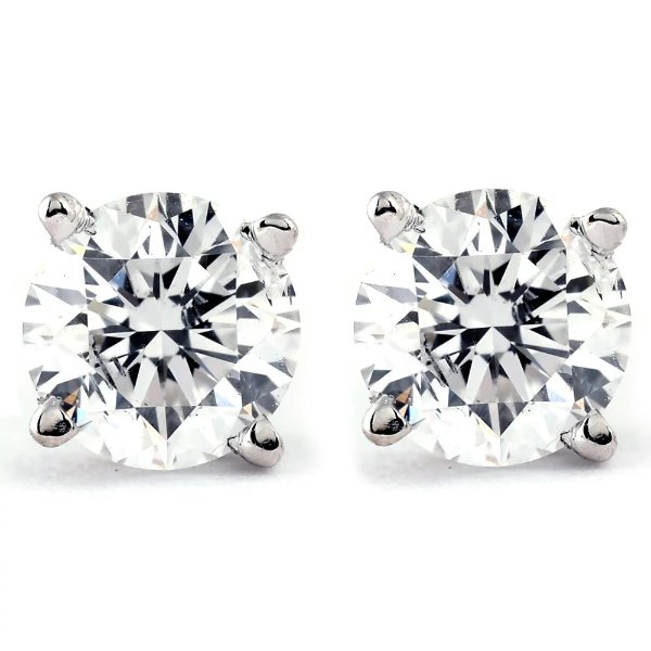 1/4 Carat Genuine Diamond Stud Earrings in 14k White Gold (I2-I3 Clarity, IJ Color)