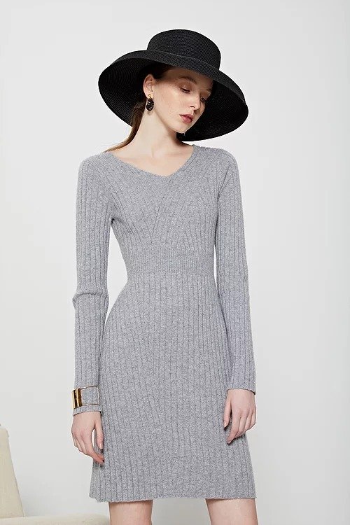 Grey Bara Cashmere Blend Knit Dress