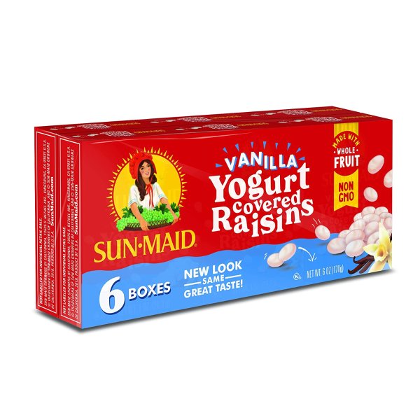 Yogurt Coated Raisins | Vanilla | 1 Ounce Boxes | Pack of 6 | Whole Natural Dried Fruit | No Artificial Flavors | Non-GMO