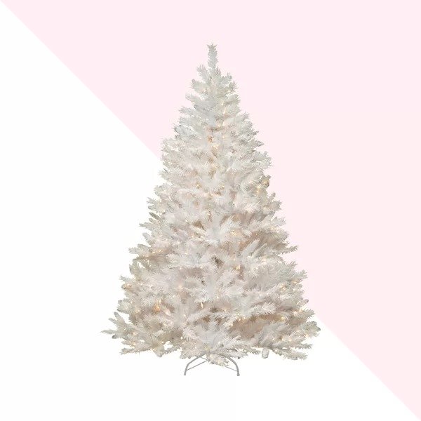Glittery White Artificial Christmas Tree with Clear/White Lights