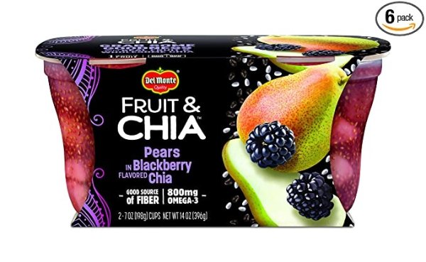 Fruit & Chia Snack Cups, Pears in Blackberry Flavored Chia, 7-Ounce, 2-Count (Pack of 6)