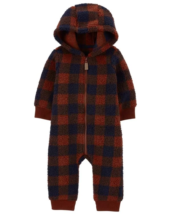Baby Plaid Sherpa Jumpsuit