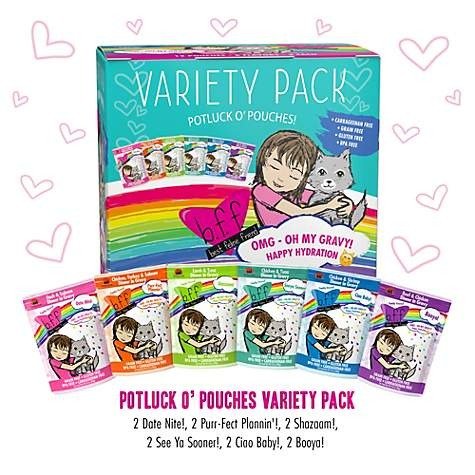 B.F.F. OMG Potluck O'Pouches Variety Pack Wet Cat Food, 2.8 oz, Count of 12 | Petco
