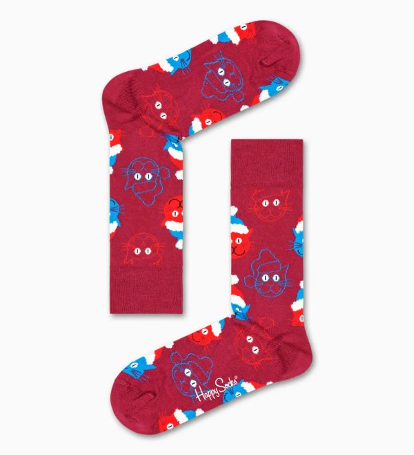 Red Santa Cat Sock | Happy Socks
