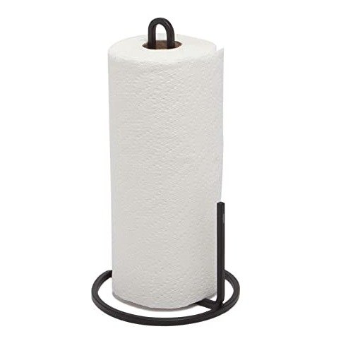 Squire Paper Towel Holder Stand, Metal Dispenser for Kitchen or Bathroom Countertop, Black Medium