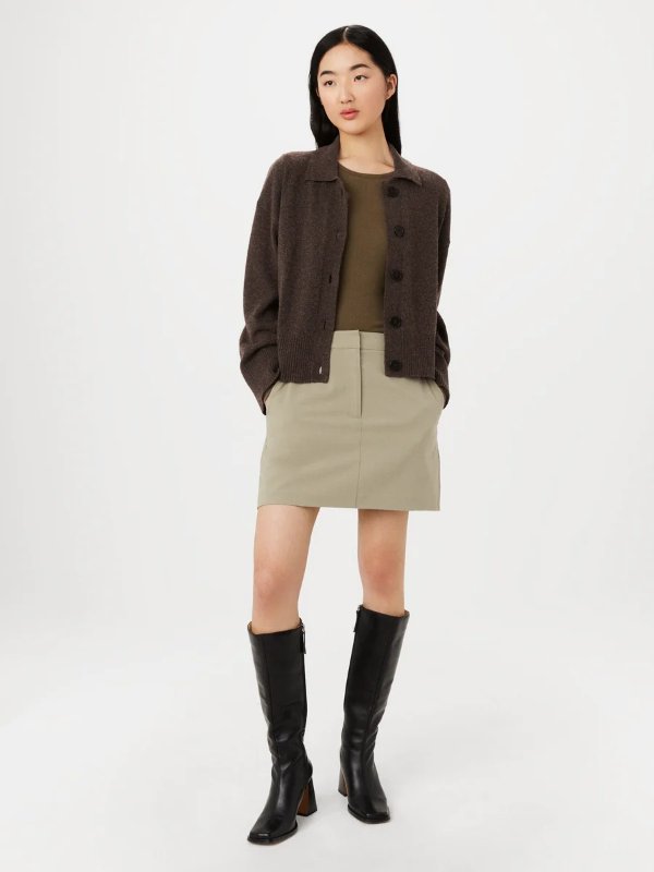 The Bell Sleeve Button Up Sweater in Black brown