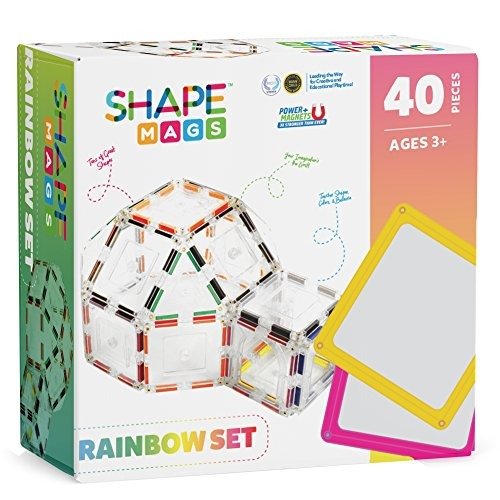 Rainbow Mags 40 Piece Glass Color Magnetic Tiles with Colored Magnets. The Igloo Set