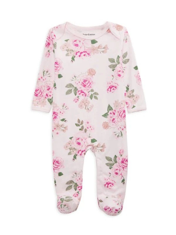Baby Girl's Floral Footie