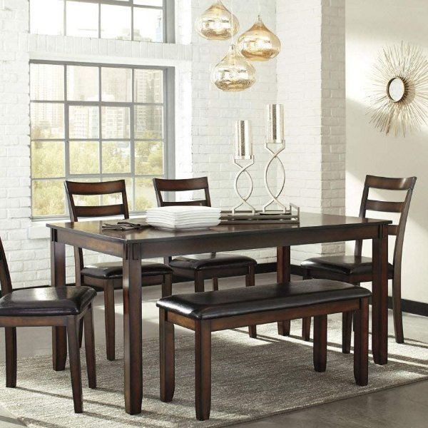 Signature Design by Ashley Coviar Dining Room Table and Chairs with Bench