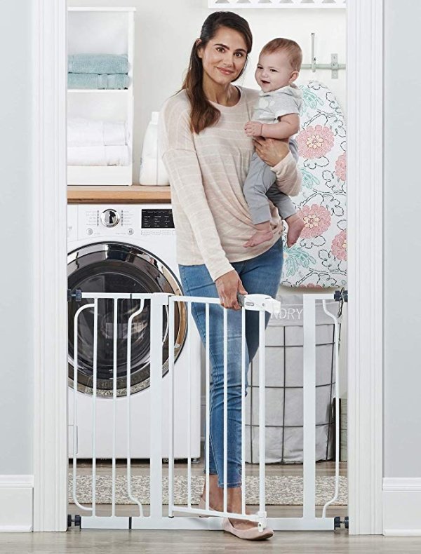 Easy Step 38.5-Inch Extra Wide Walk Thru Baby Gate, Includes 6-Inch Extension Kit, 4 Pack Pressure Mount Kit, 4 Pack Wall Cups and Mounting Kit
