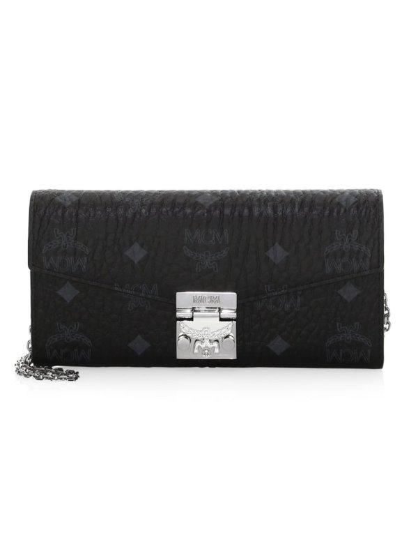 - Large Patricia Visetos Leather Wallet-On-Chain