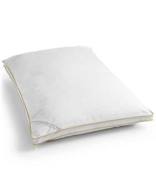 Tossed Logo Print Medium Density Down Alternative Gusset Standard Pillow, Hypoallergenic
