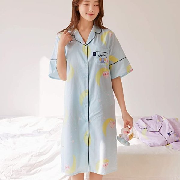 Official- Baby Dreaming Lovely Sleep Dress Nightgown Pajama Set, with Hair Tie Scrunchie Blue