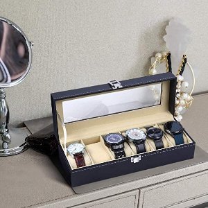 6 Slot Leather Watch Storage Case