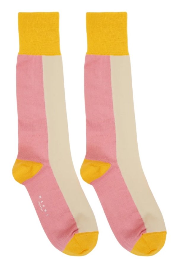 Pink & Yellow Jersey Socks