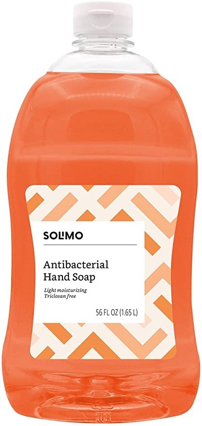 Amazon Brand - Solimo Antibacterial Liquid Hand Soap Refill, Light Moisturizing, Triclosan-Free, 56 Fluid Ounces, Pack of 1