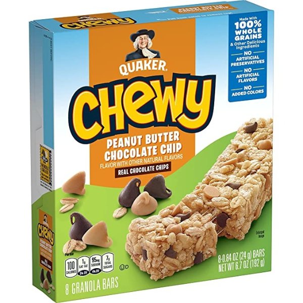 Peanut Butter Chocolate Chip Chewy Granola Bars, 8-Count, 6.7 Ounce (Pack of 6)