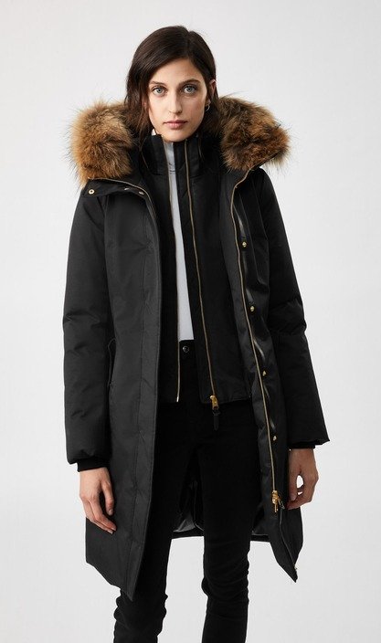 down coat with removable natural fur