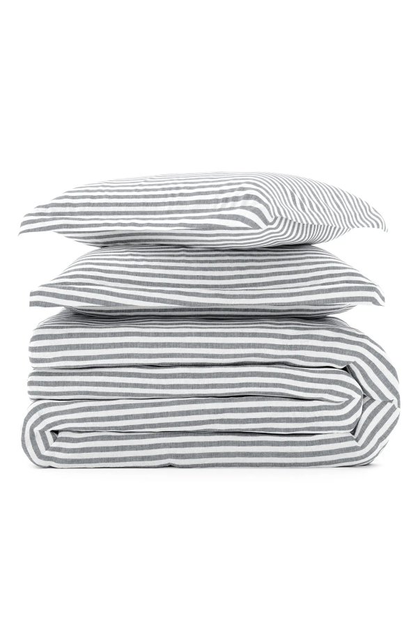 3-Piece Cotton Stripe Duvet Set
