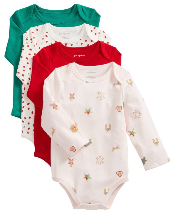 Baby Girls 4-Pc. Cookie Bodysuits, Created for Macy's