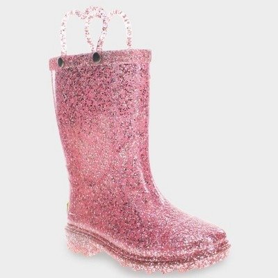 Western Chief Toddler Girls' Abby Shimmer Glitter Rain Boots - Pink