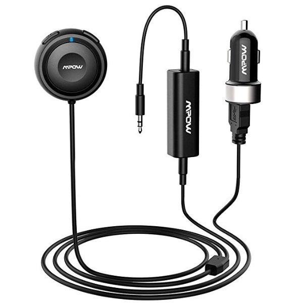 Bluetooth Receiver for Car, Hands-Free Car Kits/Bluetooth Aux Car Adapter 3 in 1 with Dual USB Car Charger & Ground Loop Noise Isolator for Car Audio System (HFP/HSP/A2DP/ACRCP)