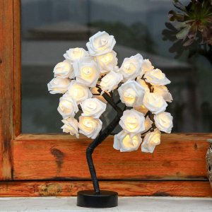 Brightdeco LED Rose Tree Lamp 18" H 32 LED Artificial Bonsai Tree Night Light