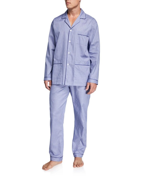 Men's Plaid Luxurious Cotton Pajama Set
