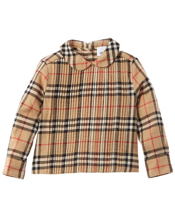 Burberry Pintuck Detail Vintage Check Top