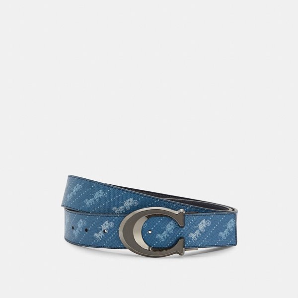 Sculpted Signature Buckle Cut-To-Size Reversible Belt With Horse and Carriage Dot Print, 38mm