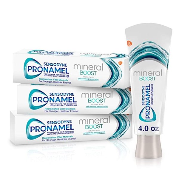 Pronamel Mineral Boost Enamel Toothpaste for Sensitive Teeth, to Replenish Minerals and Strengthen Enamel, Peppermint - 4 Ounces (Pack of 3)