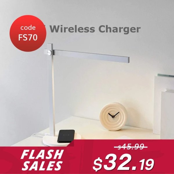 【Flash Sale】Eye-Caring Desk Lamp with Touch Control and Wireless Charger for Qi-Enabled, 3 Brightness Levels (Use Code:FS70 for $32.19)