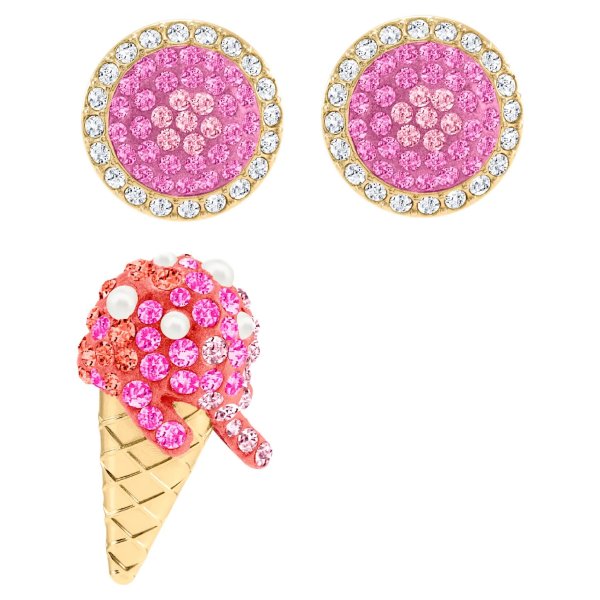 No Regrets Ice Cream Pierced Earrings, Multi-colored, Gold-tone plated by SWAROVSKI