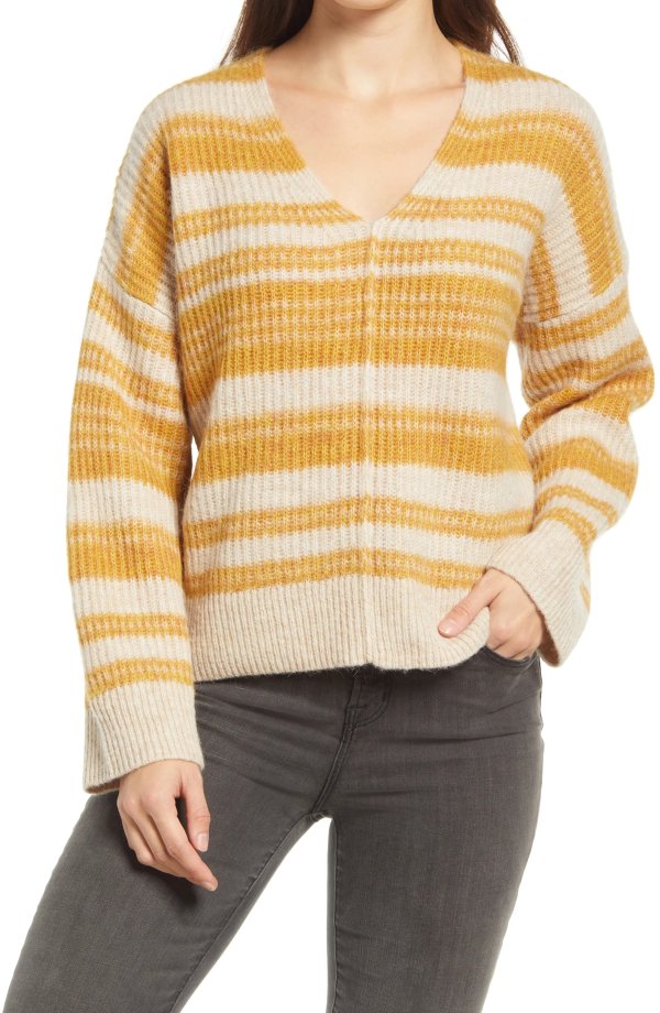 Juniper Space Dye Stripe Ribbed Sweater
