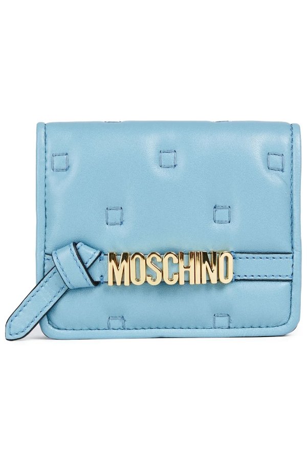 Logo-appliqued quilted leather wallet
