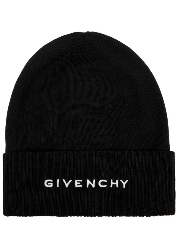 GIVENCHY Navy logo-embroidered wool beanie