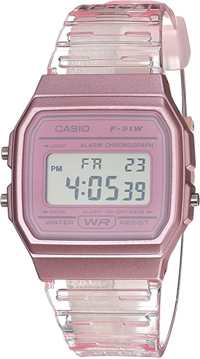 Quartz Watch with Resin Strap, Pink, 20 (Model: F-91WS-4CF)