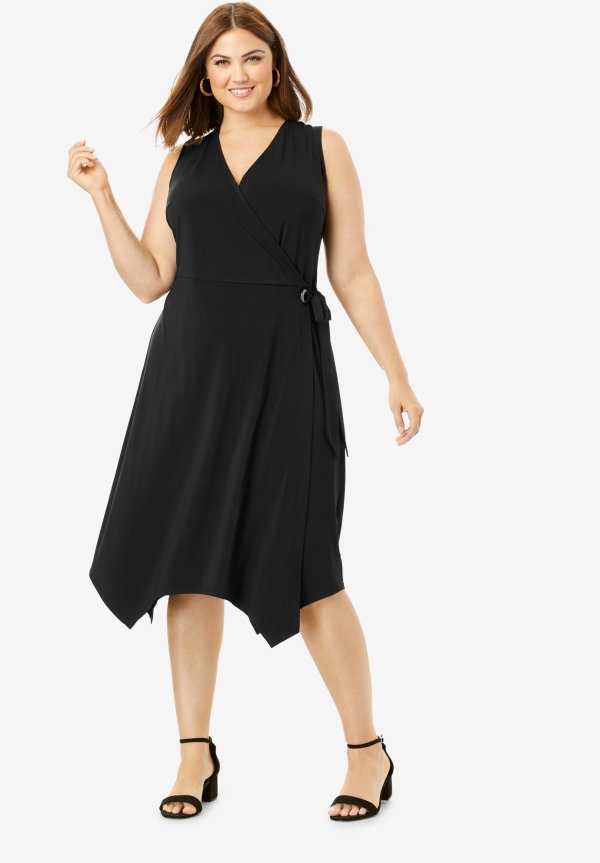 Asymmetric Hem Wrap Dress| Plus Size Dresses