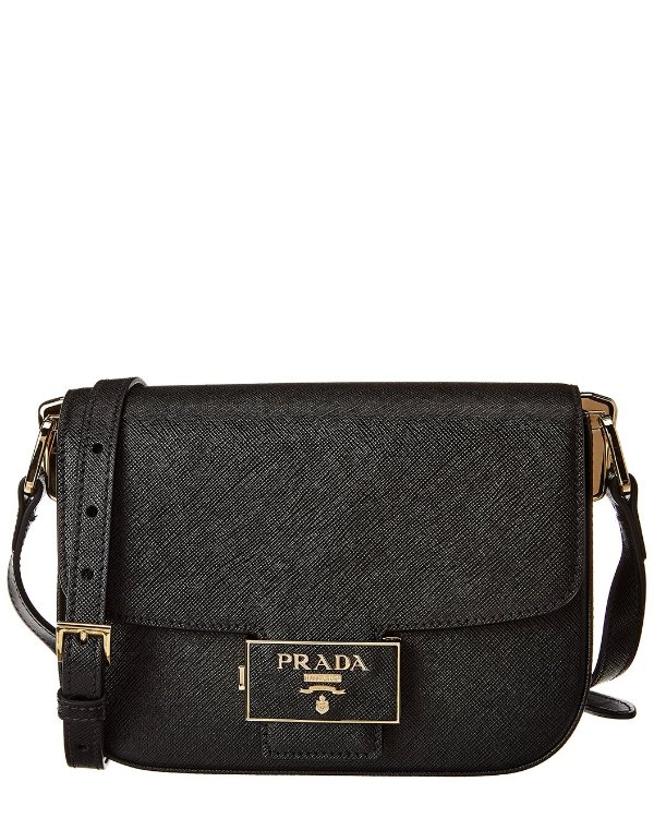 Embleme Saffiano Leather Shoulder Bag