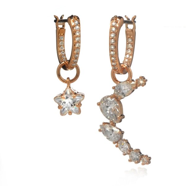 Swarovski Moonsun Rose Gold Tone And Czech White Crystal Earrings 5486354