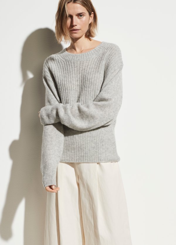 Mixed Stitch Dropped Shoulder Pullover
