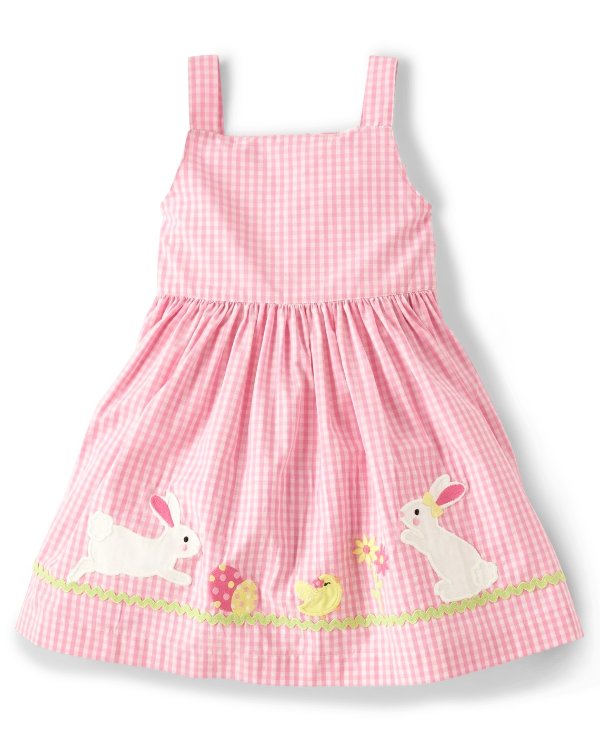 Girls Sleeveless Gingham Embroidered Bunny Woven Dress - Spring Celebrations | Gymboree - PINK RIBBON
